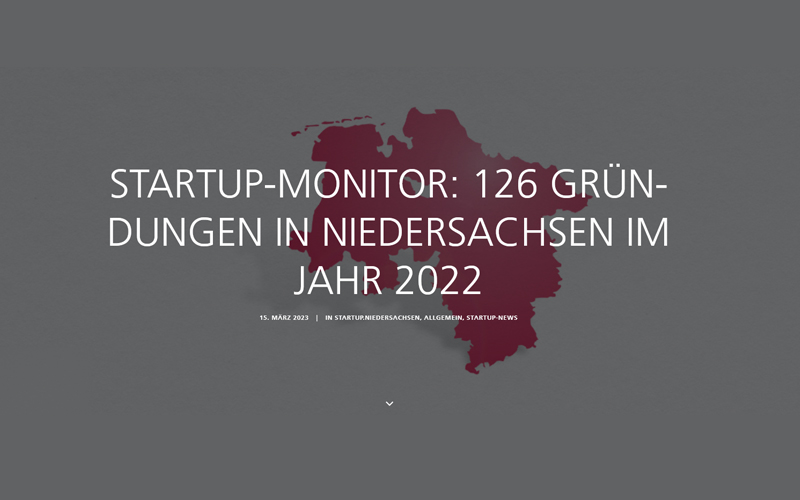  Startup-Monitor: 126 Gründungen in Niedersachsen im Jahr 2022